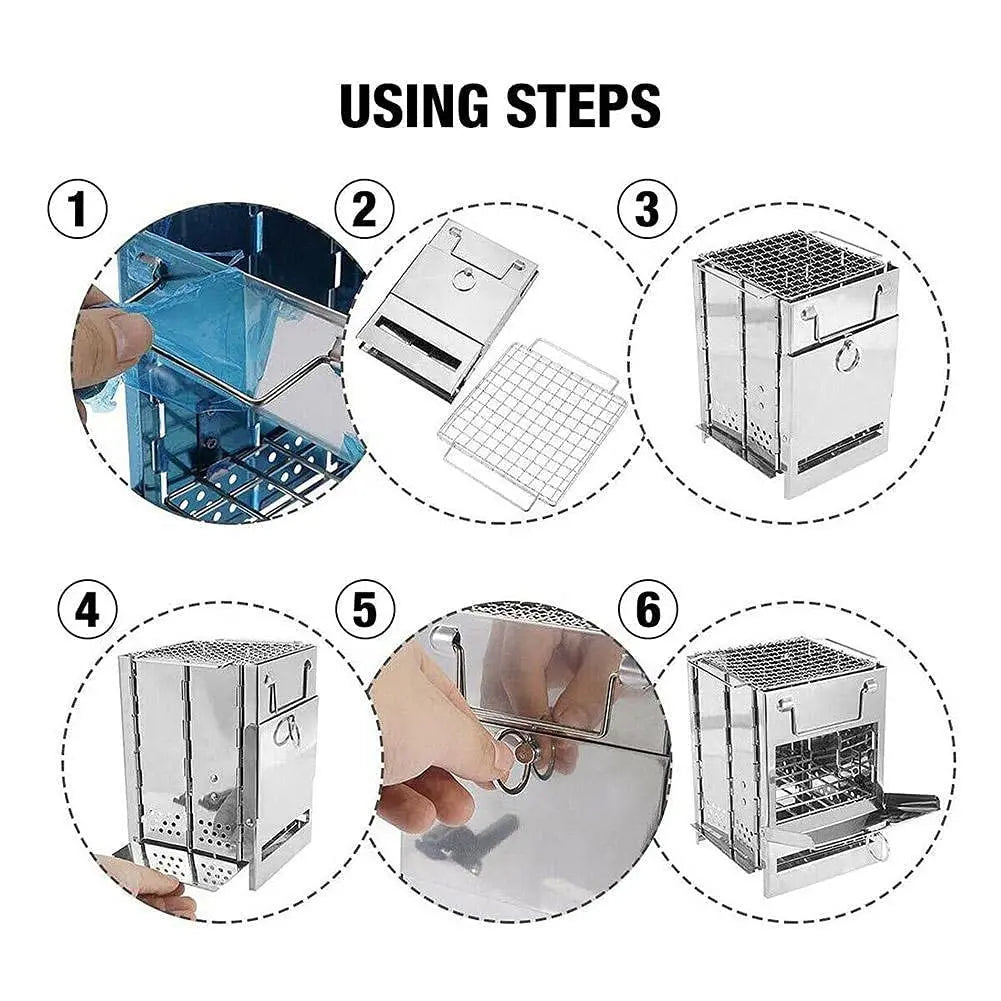 Collapsible Stainless Steel Camping Wood Burning Stove