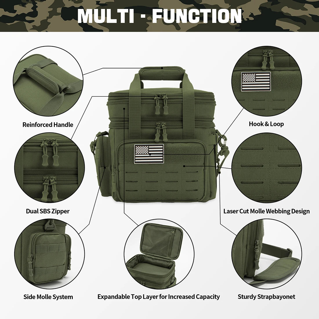 Tactical Insulated Lunch Box Expandable With MOLLE Webbing