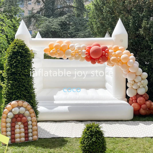 Free Shipment Outdoor Commercial Inflatable Wedding Bouncy Castle White Bounce House for Anniversary Party