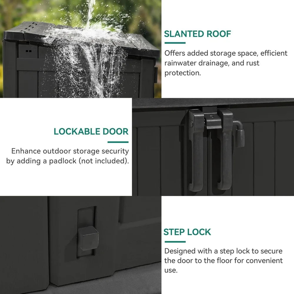 Light Gray Resin Tool Shed 36 Cubic Feet Waterproof Outdoor Horizontal Storage Weather Resistant Utility Shed with Air Vent