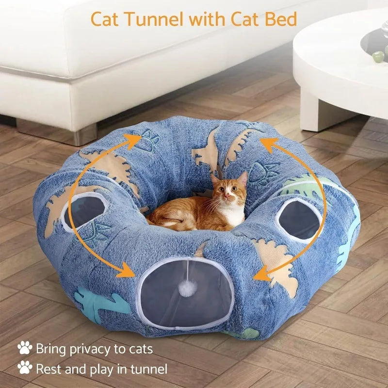 Cat Tunnels Interactive Play System With Foldable And Washable 4 Entry Adventure Zone