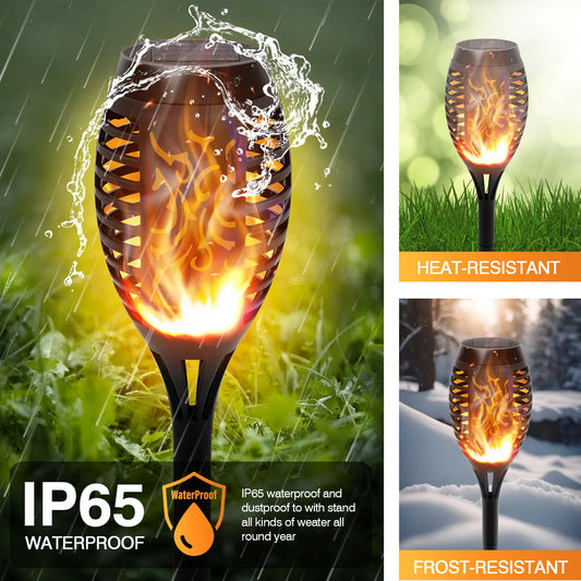 6Pack Solar Flickering Flame Lights Waterproof For Patio