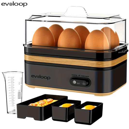Evoloop Rapid Egg Cooker 6 Egg Capacity BPA Free Stainless Steel Tritan Lid