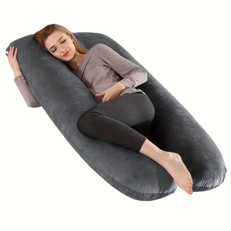 Ergonomic U Shaped Pregnancy Pillow For Back, Leg And Abdominal Support, Adjustable, Soft Fabric, Machine Washable