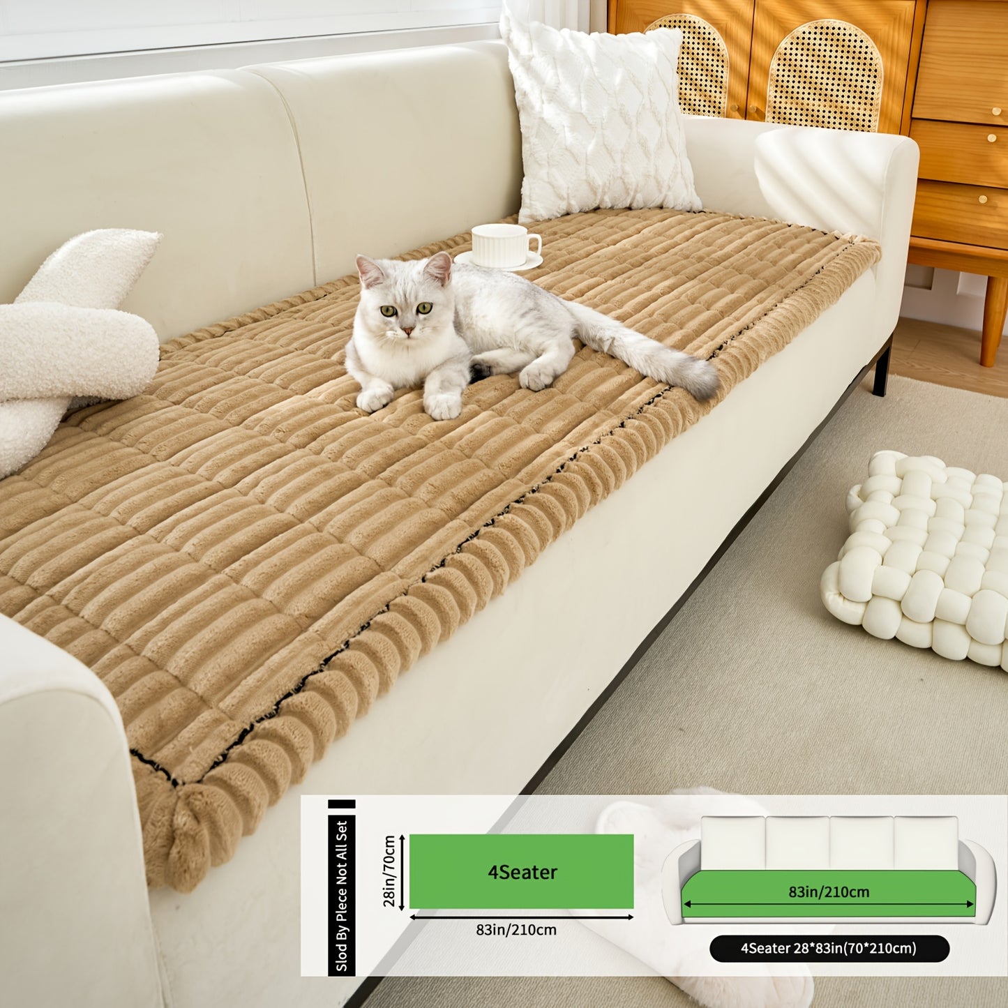 Universal Thickened Flannel Sofa Cushion Drawstring Non Slip