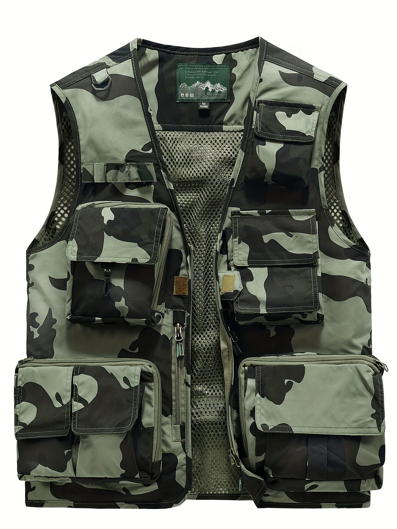 Camouflage Fishing Vest With Detachable Back Mesh For Men