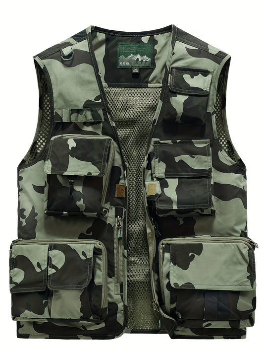 Camouflage Fishing Vest With Detachable Back Mesh For Men