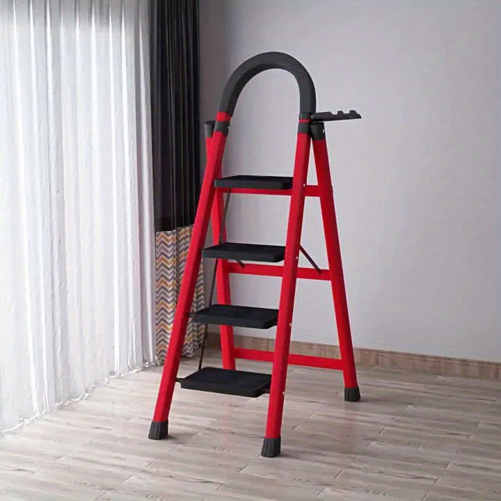 Five Step Heavy Duty Portable Folding Ladder With 500 Lbs Capacity Non Slip Steps Lightweight Plastic