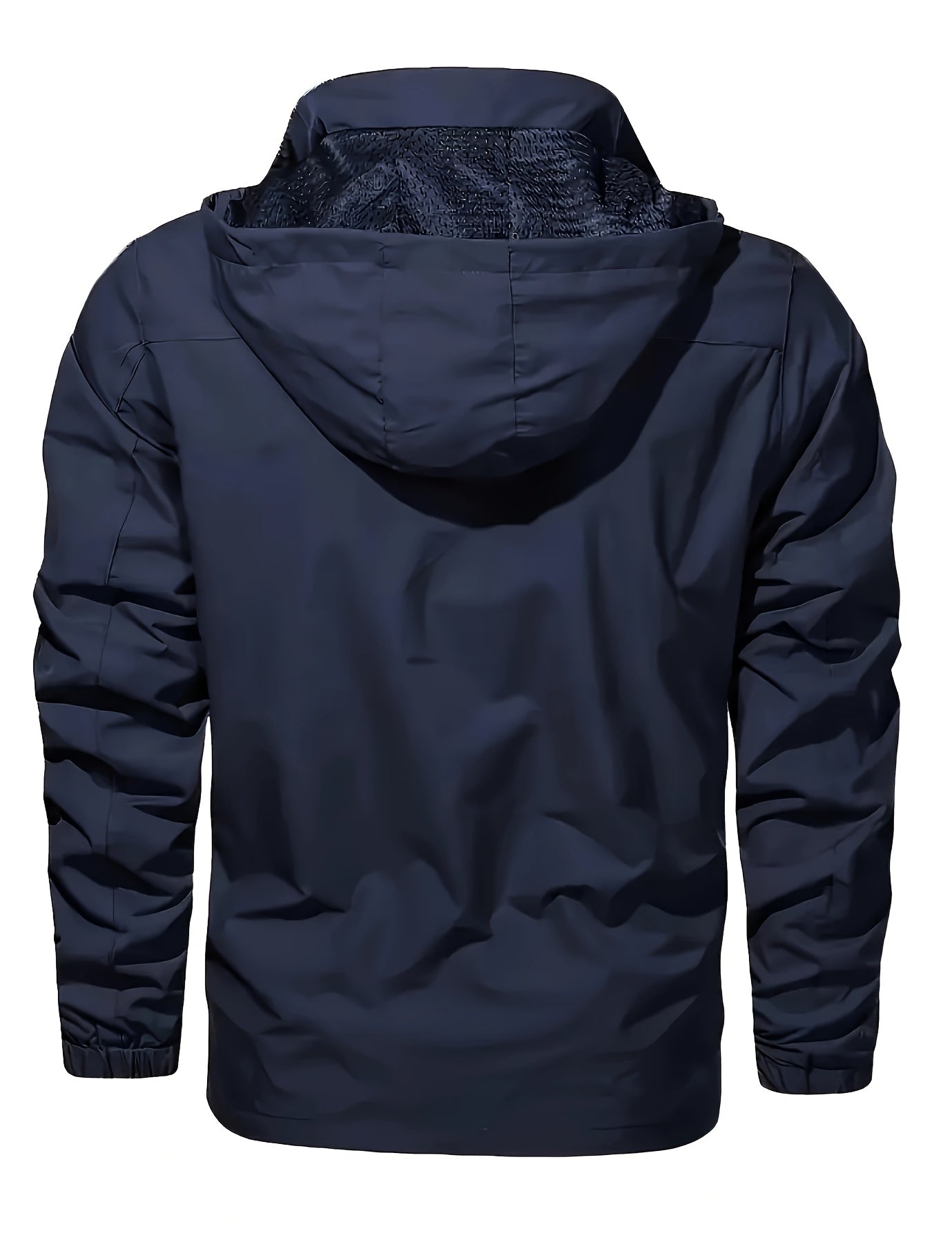 Men's Windproof Hooded Jacket Zipper Pockets Nylon Coat