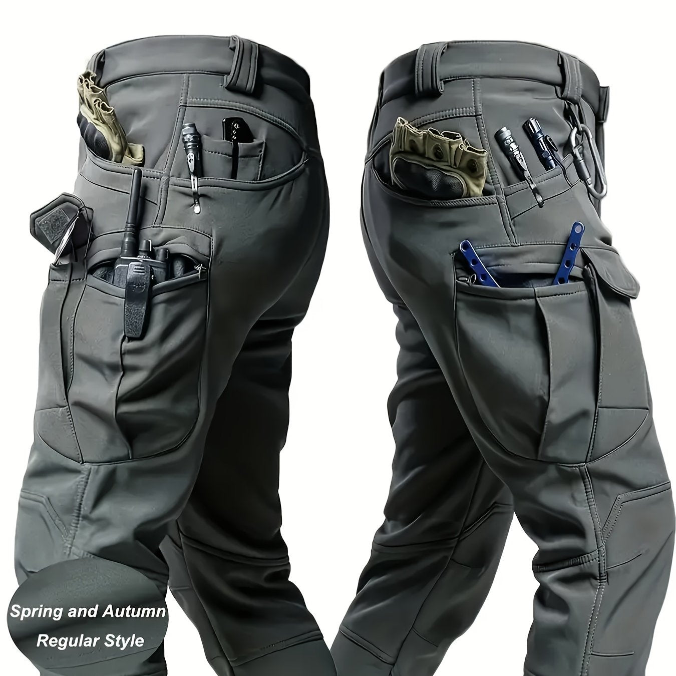 Mens Tactical Multi Pocket Stretch Pants Olive Green