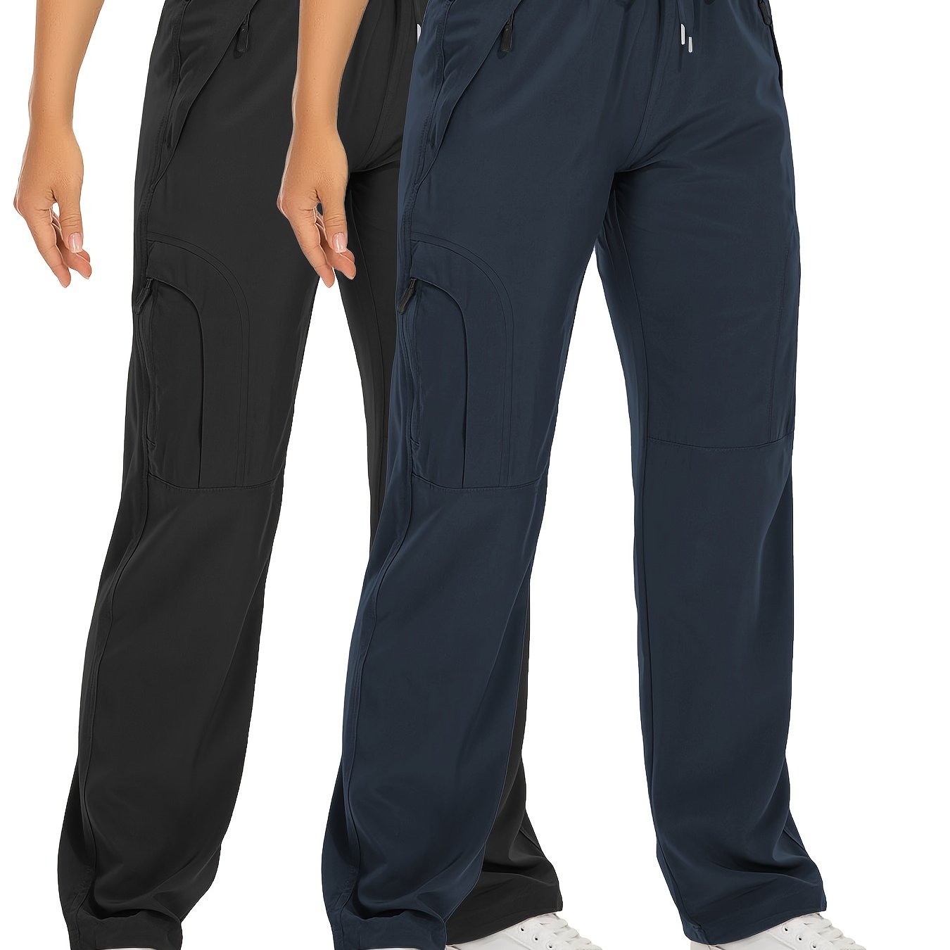 2 Pack Womens Outdoor Cargo Pants Beige With Zipper Pockets