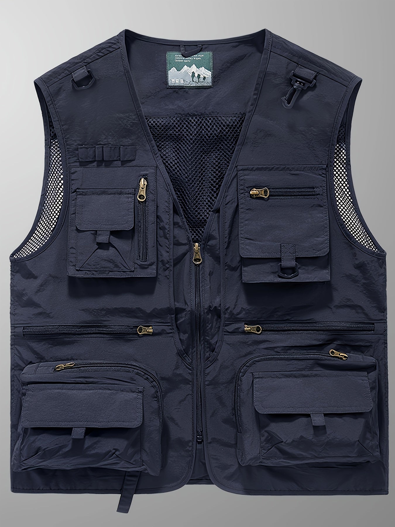 Men's Breathable Nylon Vest Zippered Pockets Mesh Back