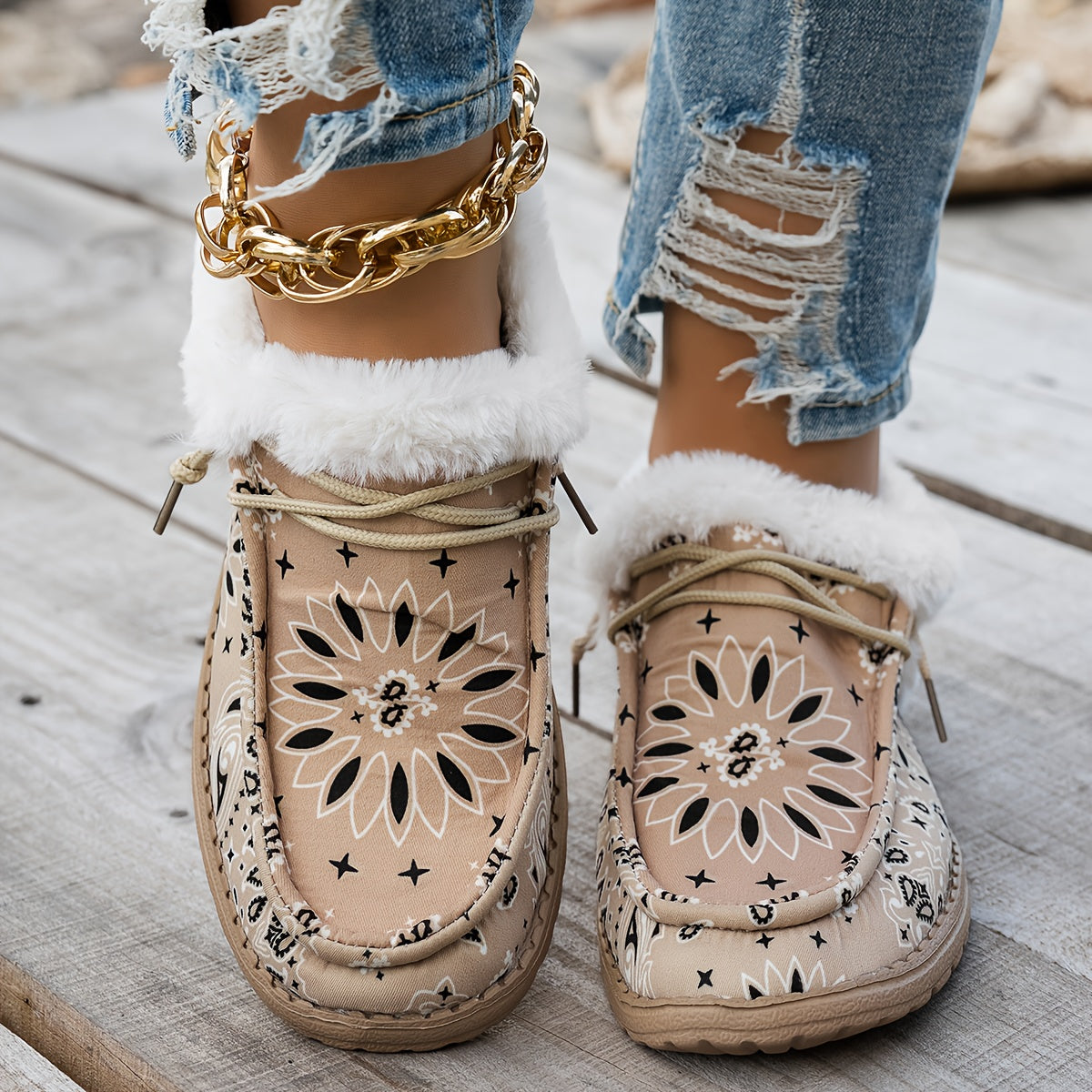 Elegant Floral Slip On Loafers For Women Blue White Comfort