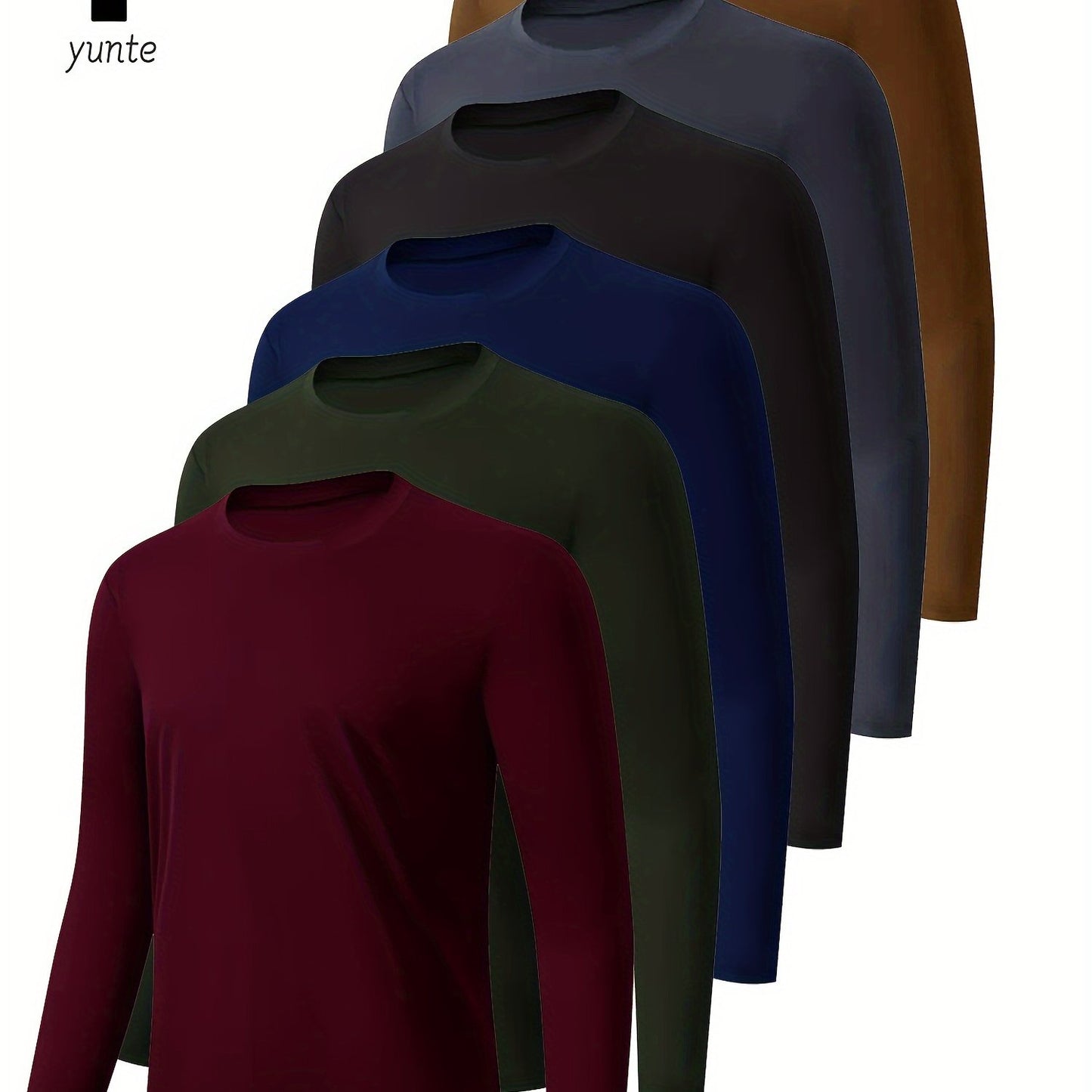 Mens Quick Dry Moisture Wicking Long Sleeve Shirts 6 Pack