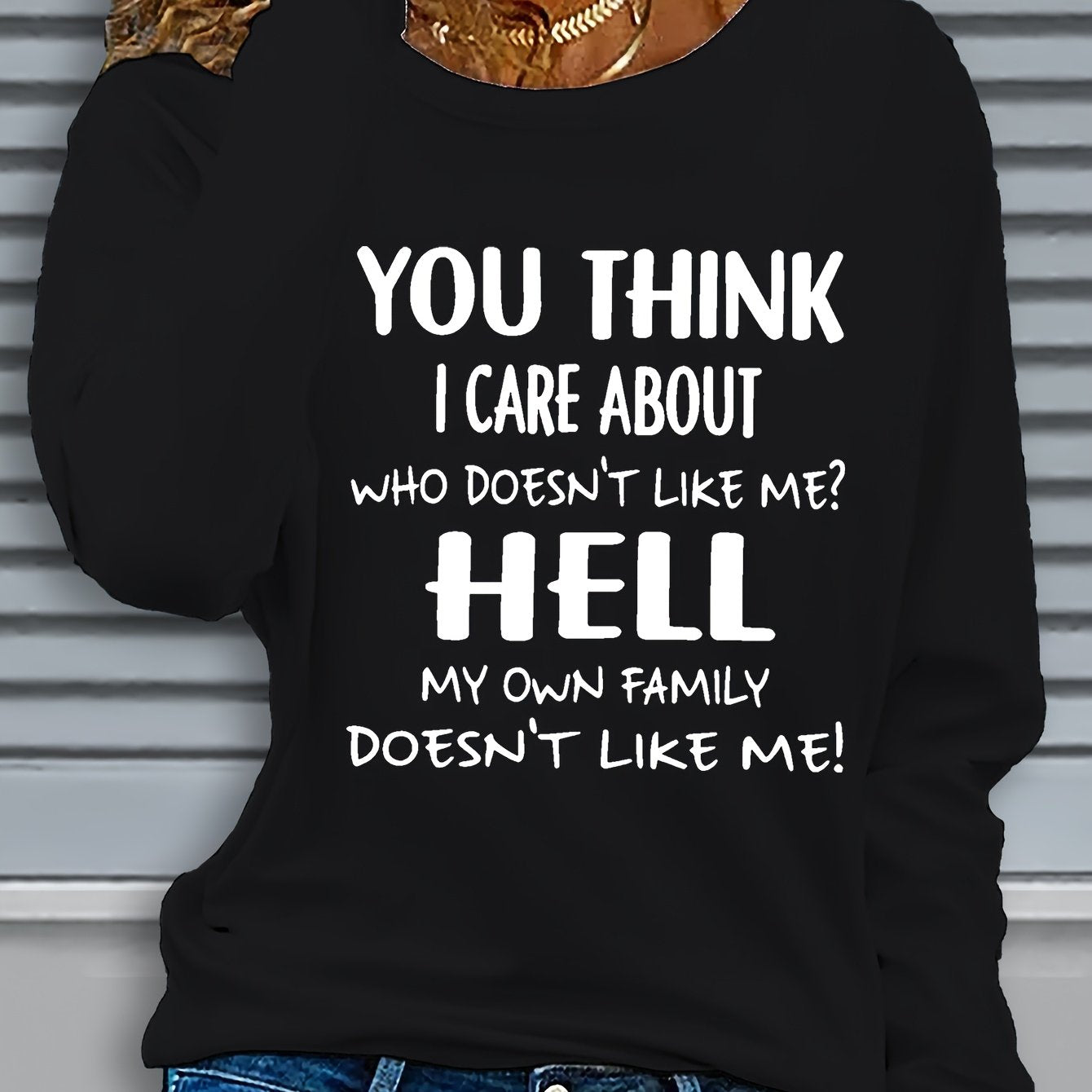 Womens Funny Saying T Shirt Long Sleeve Crew Neck Top