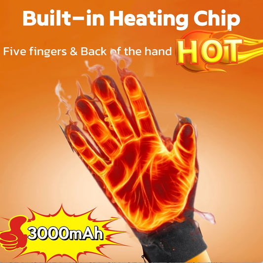 Electric Heated Gloves Rechargeable 3 Temperature Settings Washable Detachable Thumb And Index Finger 3000mAh