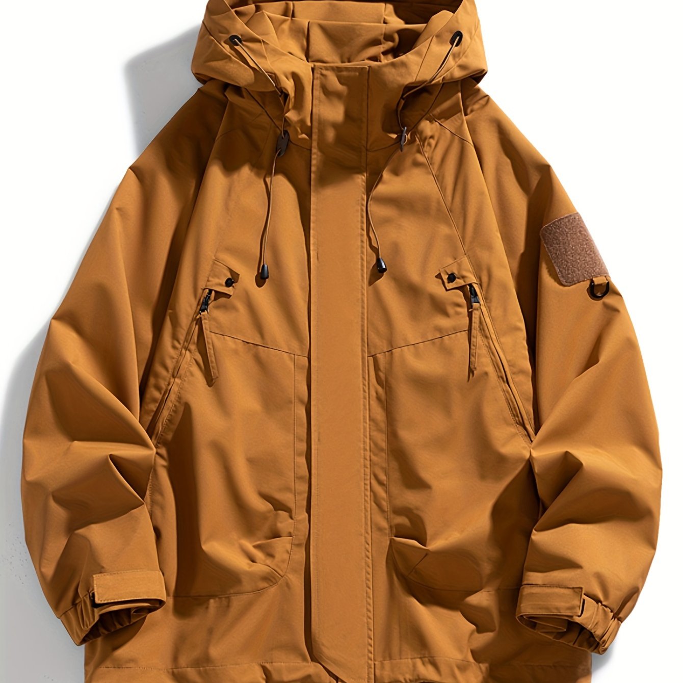 Mens Windbreaker Jacket Hooded With Zippered Pockets