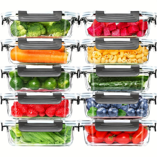 20 Pack 22oz Glass Airtight Food Storage Containers With Lids For Meal Prep Pantry Organization Glass Lunch Boxes