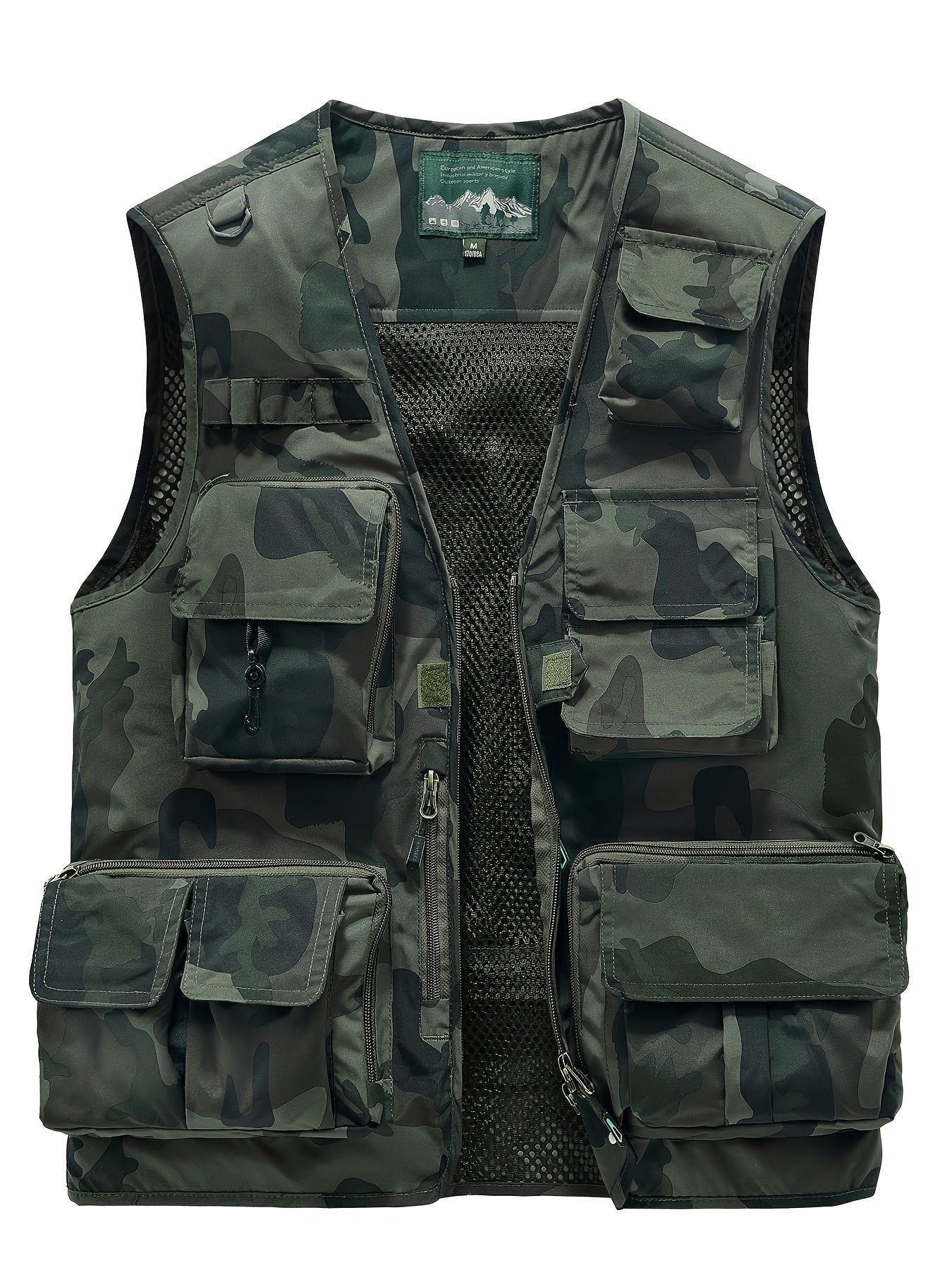Camouflage Fishing Vest With Detachable Back Mesh For Men