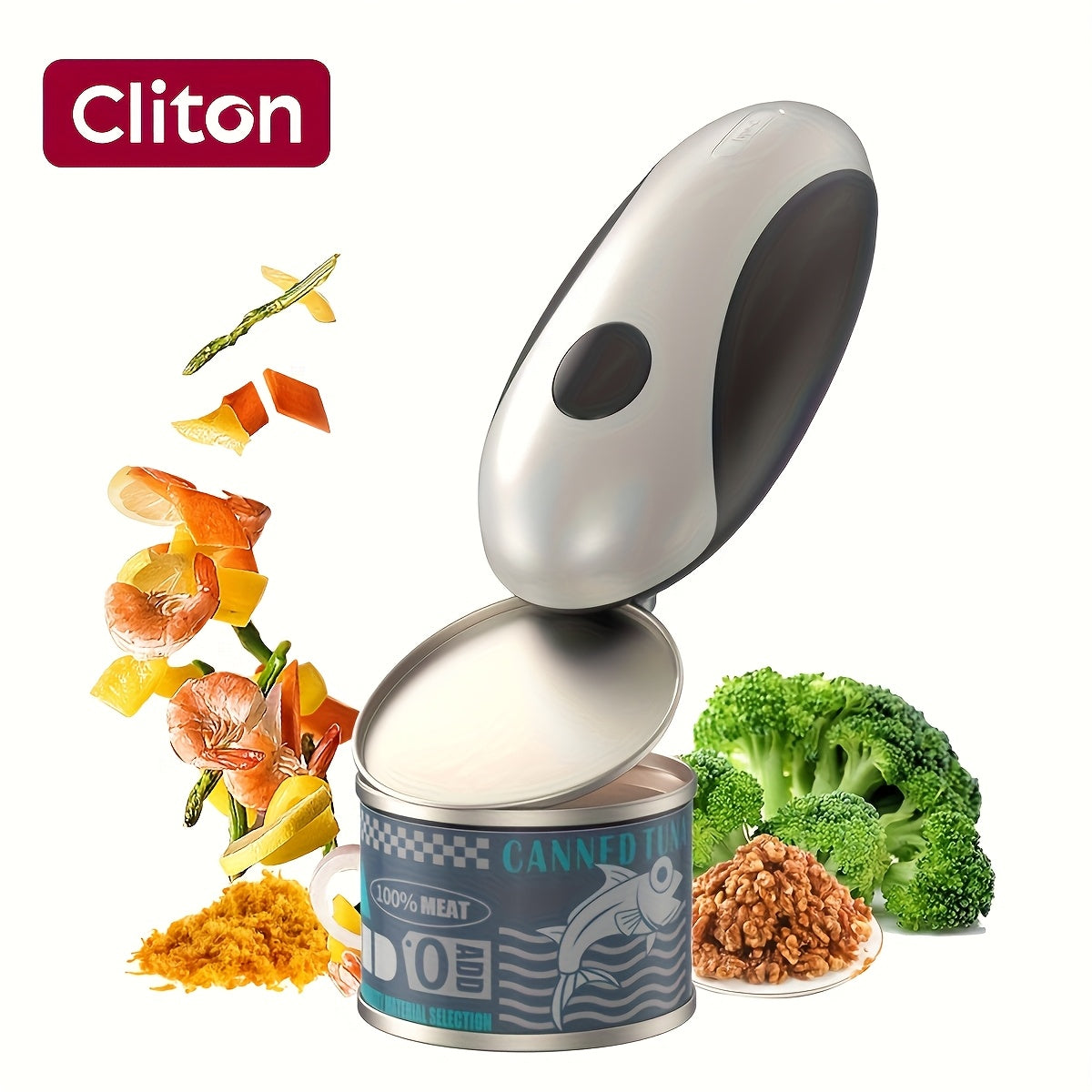 Cliton Rechargeable Electric Can Opener With One Touch Auto Rotate Lid Lifter Cutting Fits Most Cans Kitchen Camping