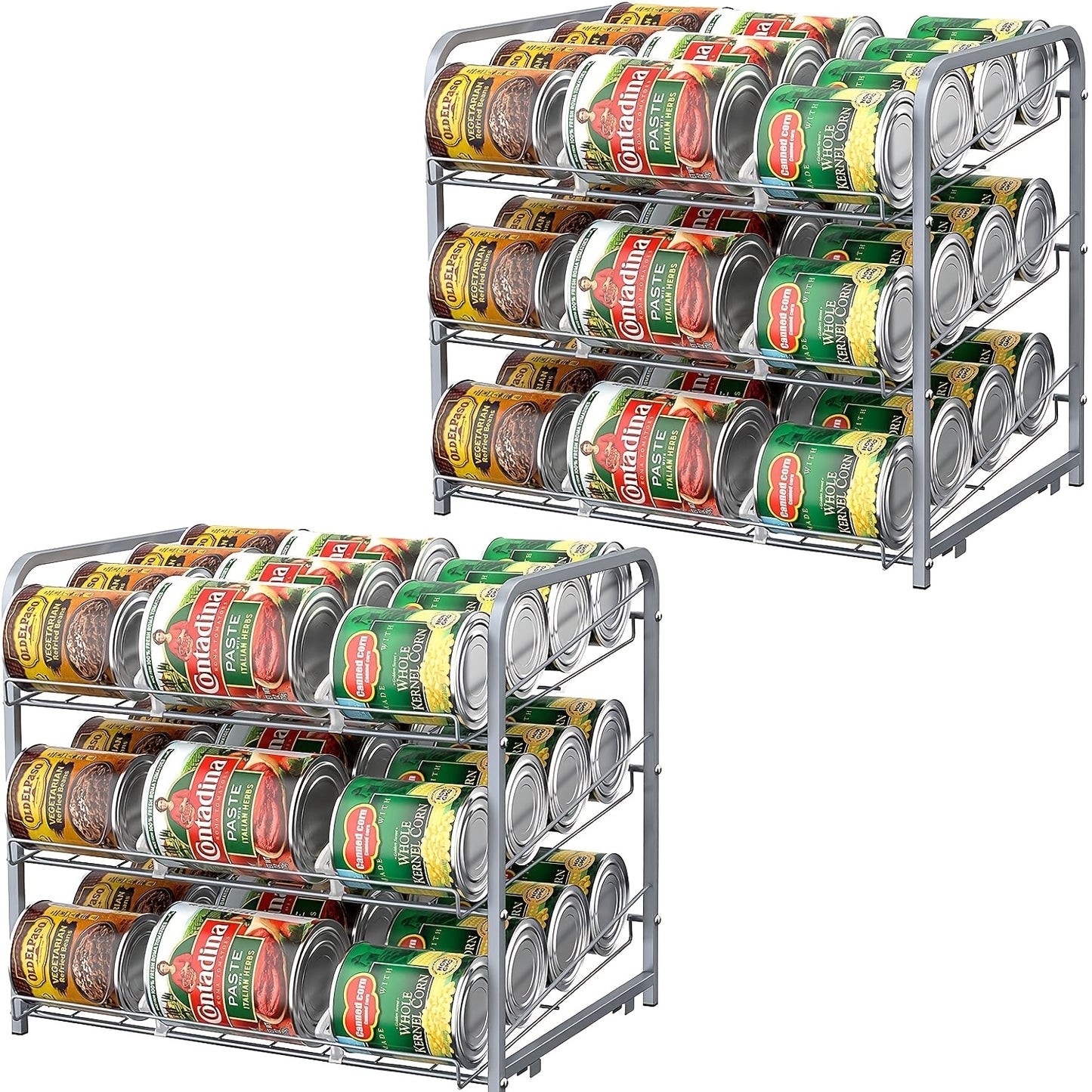 Large Capacity Metal Wire Can Holder With Adjustable Dividers For Pantry And Kitchen Cabinets Holds 84 Cans