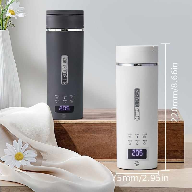 Portable Electric Kettle 304 Stainless Steel 400ml 6 Temperature Controls Auto Shut Off Boil Dry BPA Free