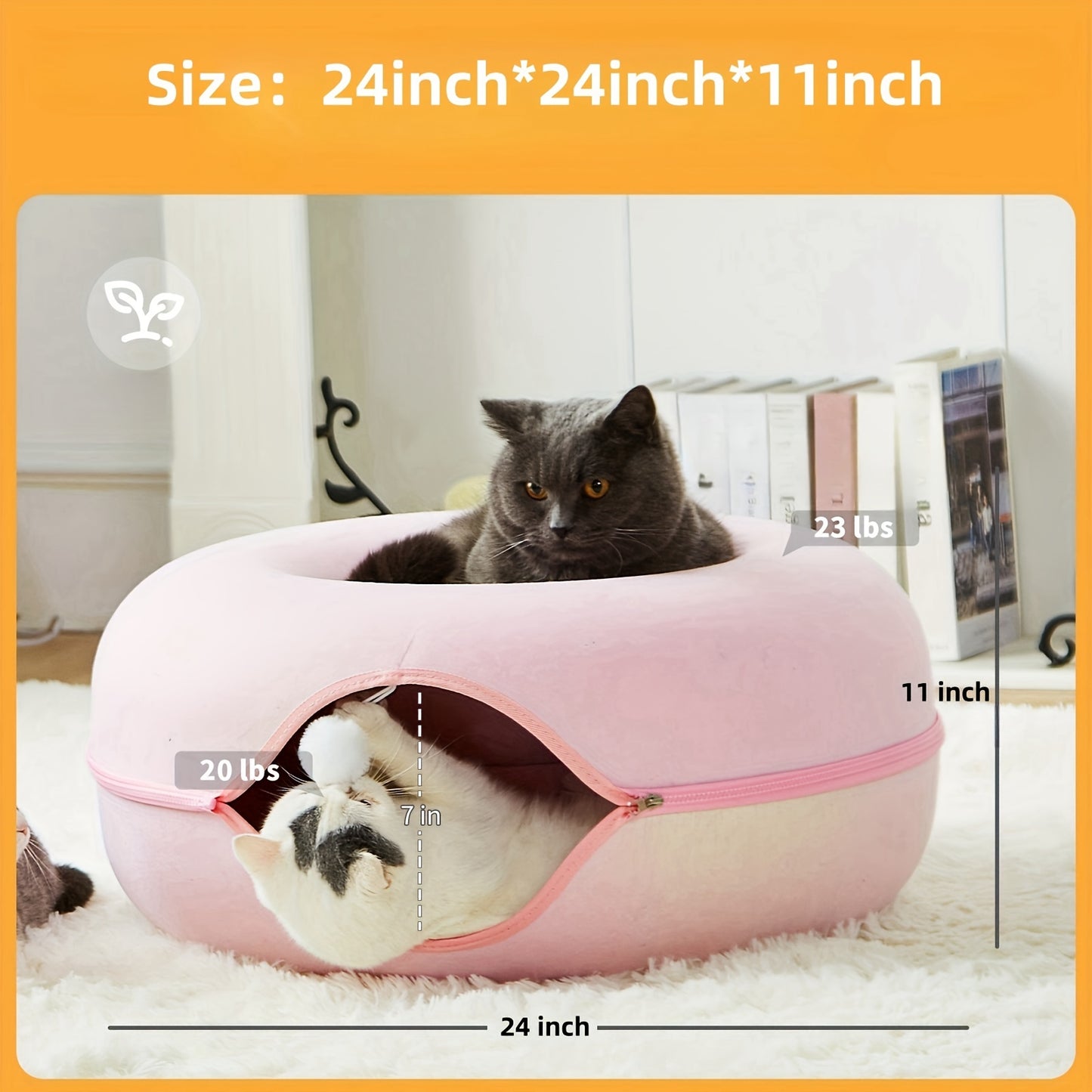 Scratch Resistant Peekaboo Cat Cave Indoor Bed Donut Tunnel