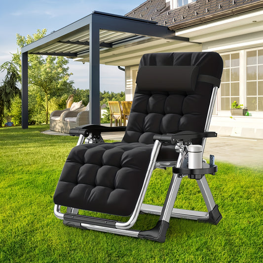 Ergonomic Zero Gravity Outdoor Lounge Chair With Side Table Grey 440 Pound Weight Capacity Durable Poolside