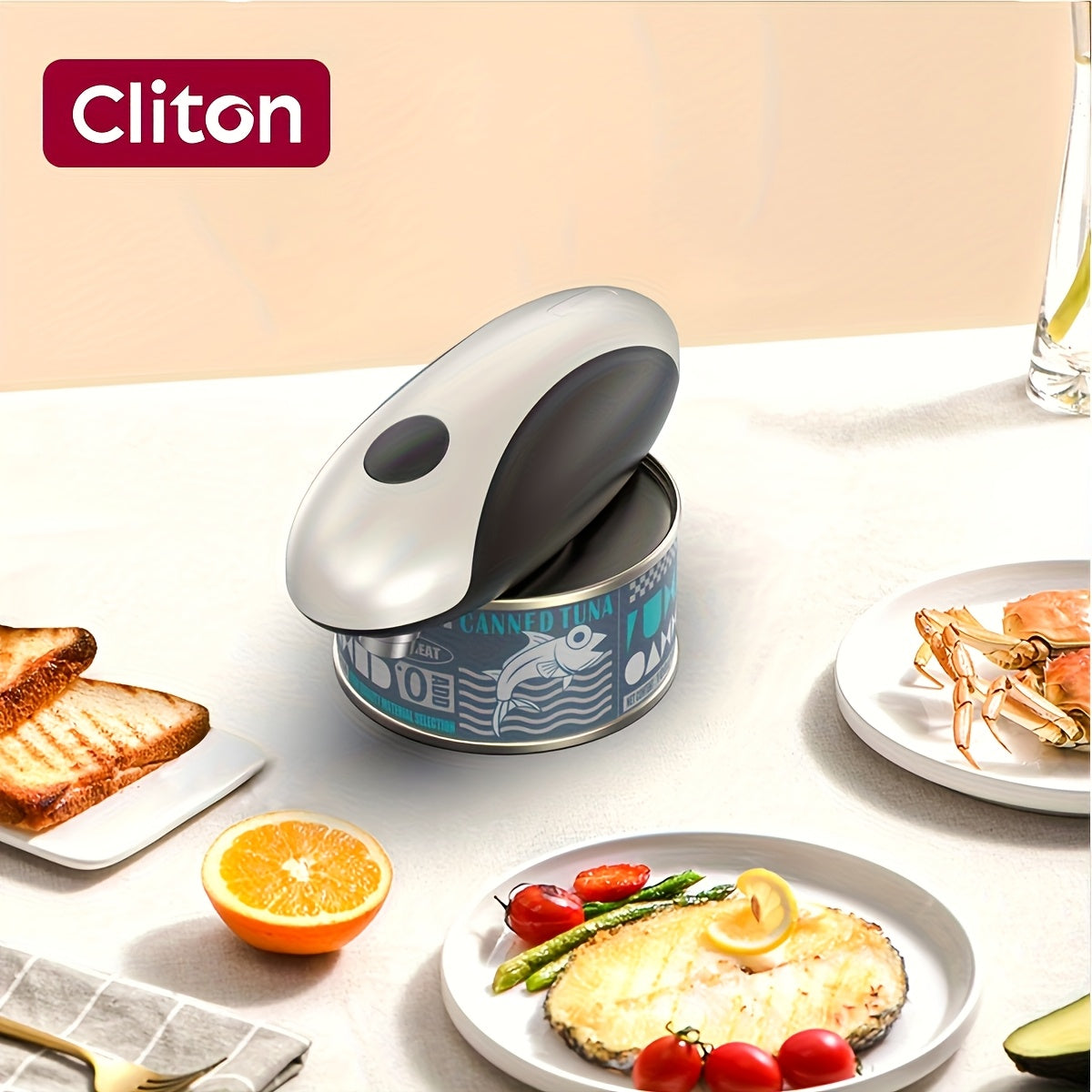 Cliton Rechargeable Electric Can Opener With One Touch Auto Rotate Lid Lifter Cutting Fits Most Cans Kitchen Camping