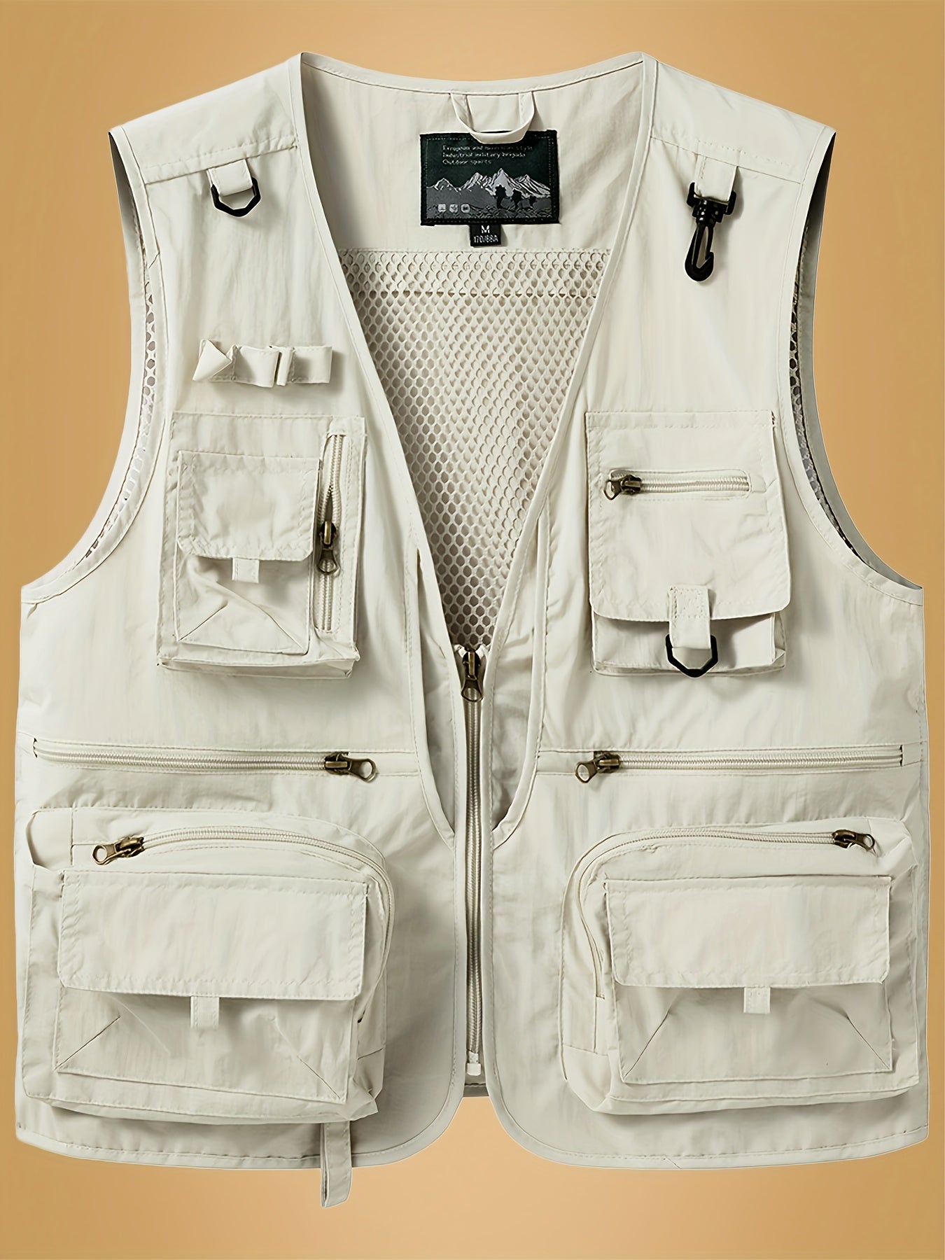 Men's Breathable Nylon Vest Zippered Pockets Mesh Back