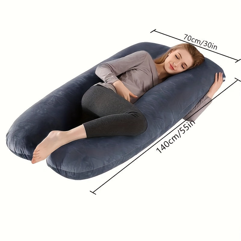 Ergonomic U Shaped Pregnancy Pillow For Back, Leg And Abdominal Support, Adjustable, Soft Fabric, Machine Washable