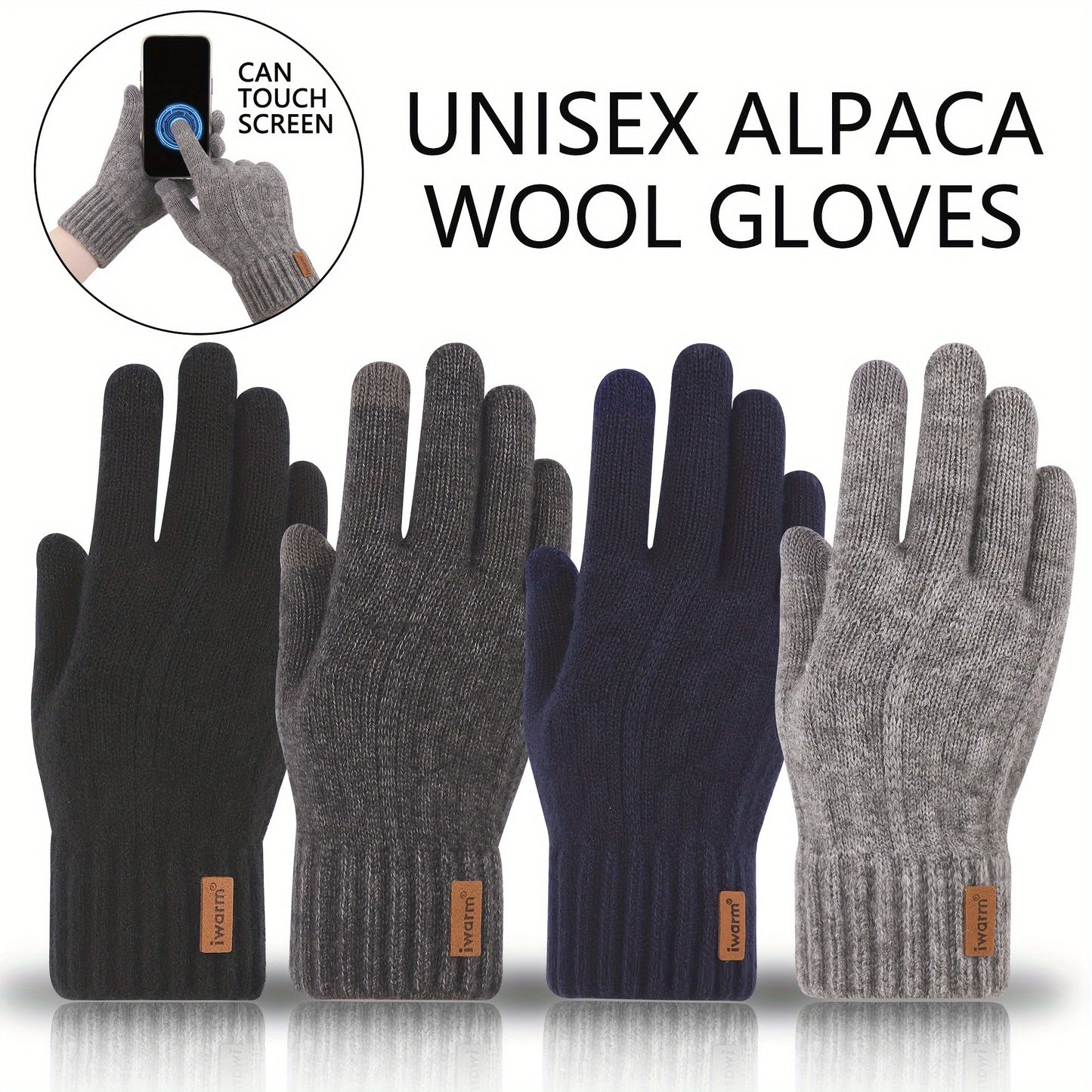 Unisex Alpaca Gloves Warm Touchscreen Compatible Winter