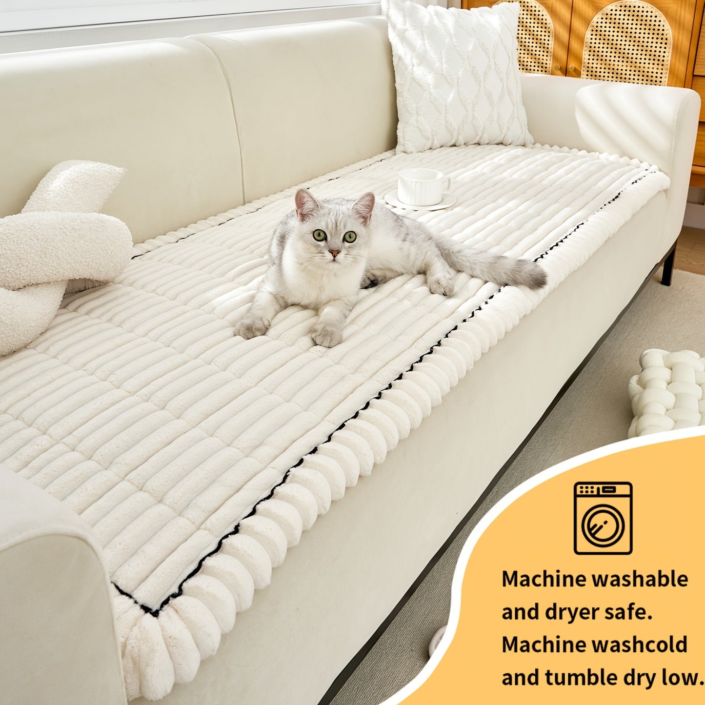 Autumn Winter Thick Quilted Flannel Non Slip Sofa Cushion