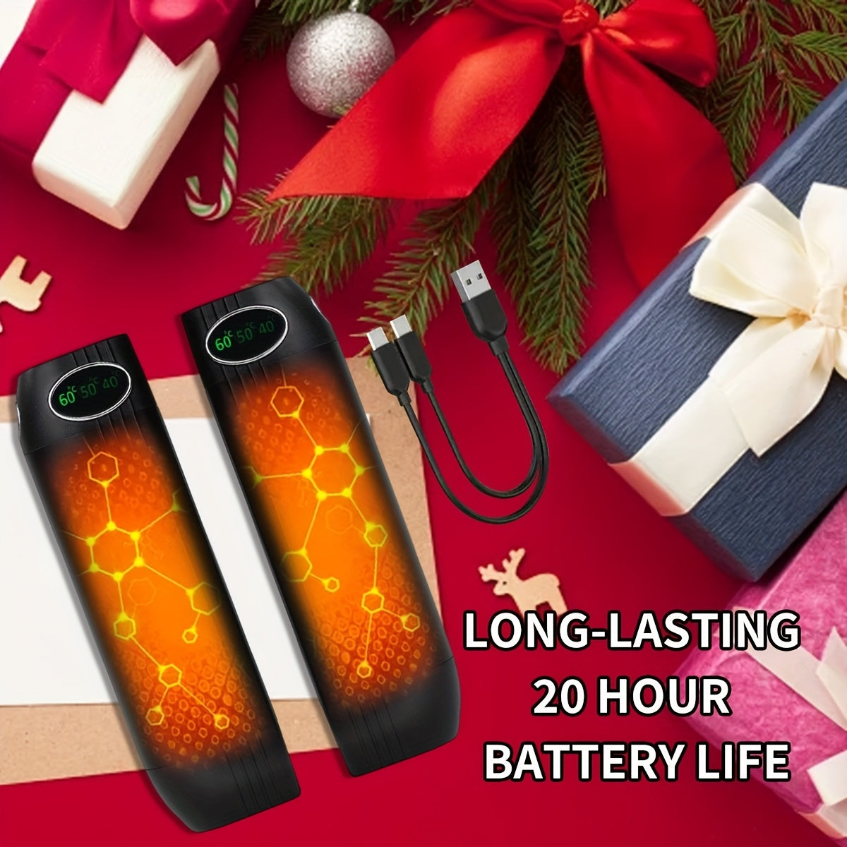 4 Pack Rechargeable Hand Warmers 5000mAh USB Powered 40H Runtime 3 Heat Settings Heating Pads For Outdoor Activities