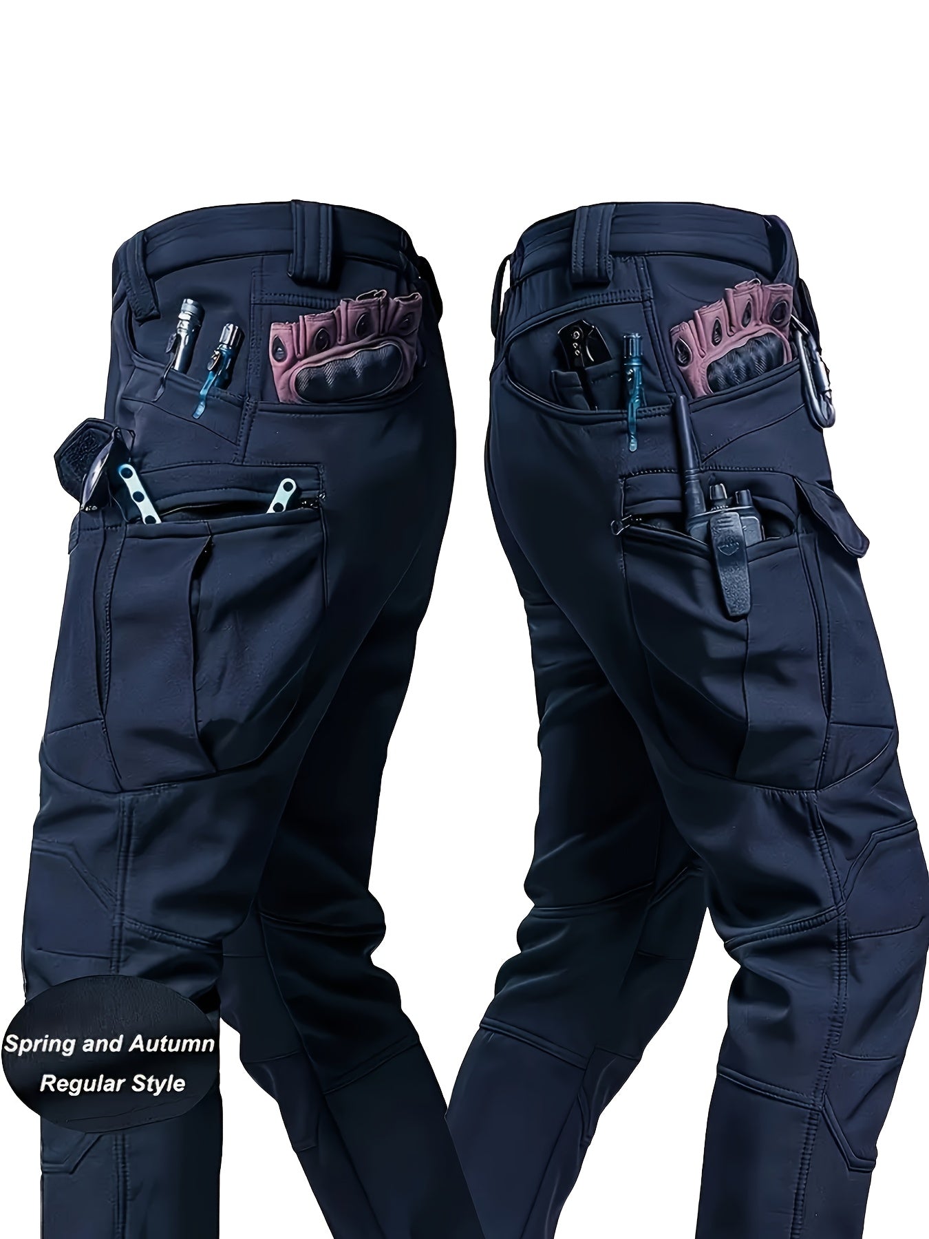 Mens Tactical Multi Pocket Stretch Pants Olive Green