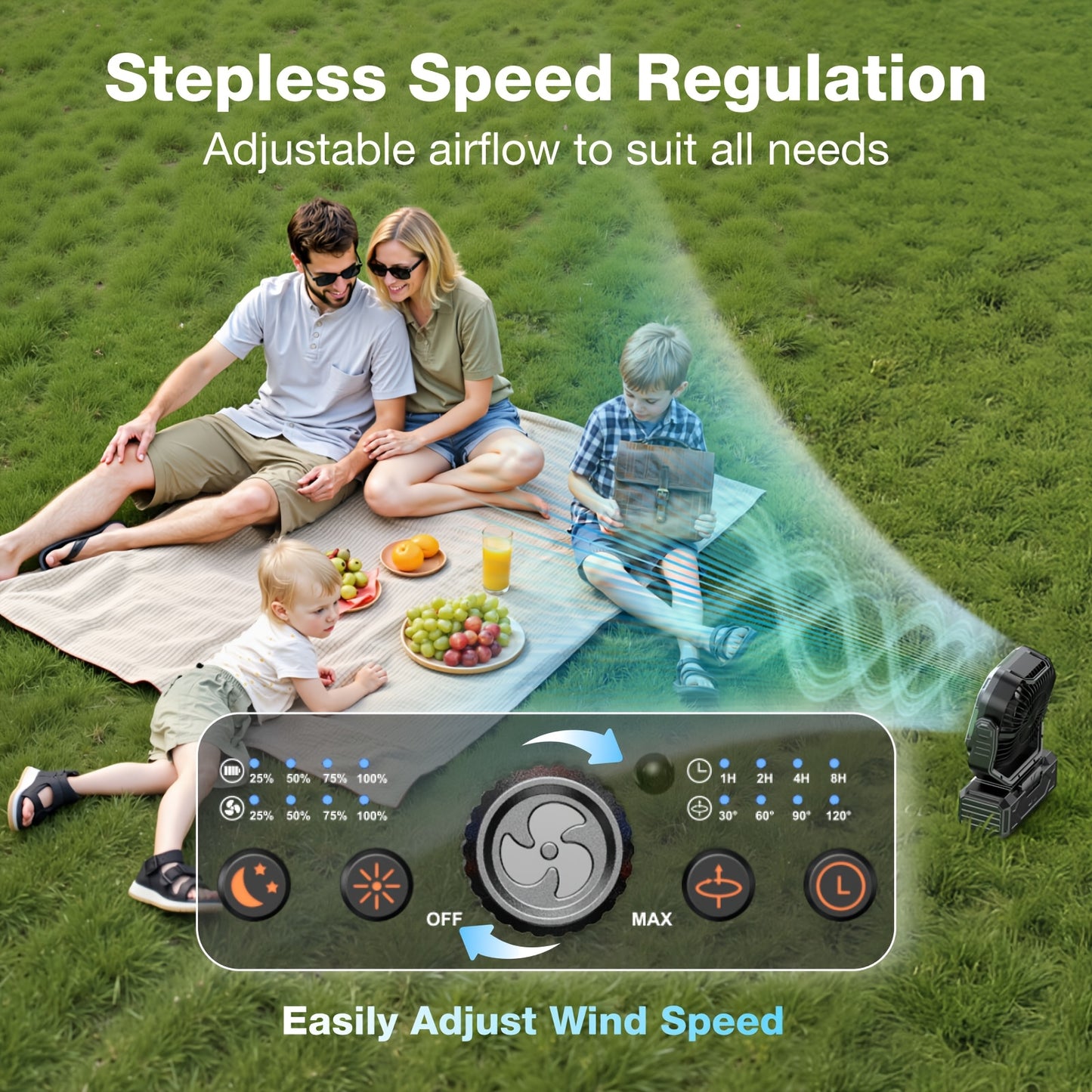 20000mAh Rechargeable Oscillating Fan with Remote Lantern