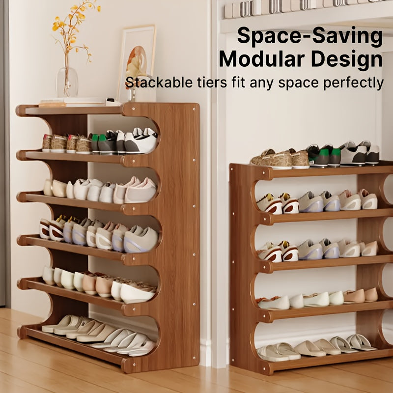Bamboo Shoe Rack Storage Unit Space Saving Multi Layer