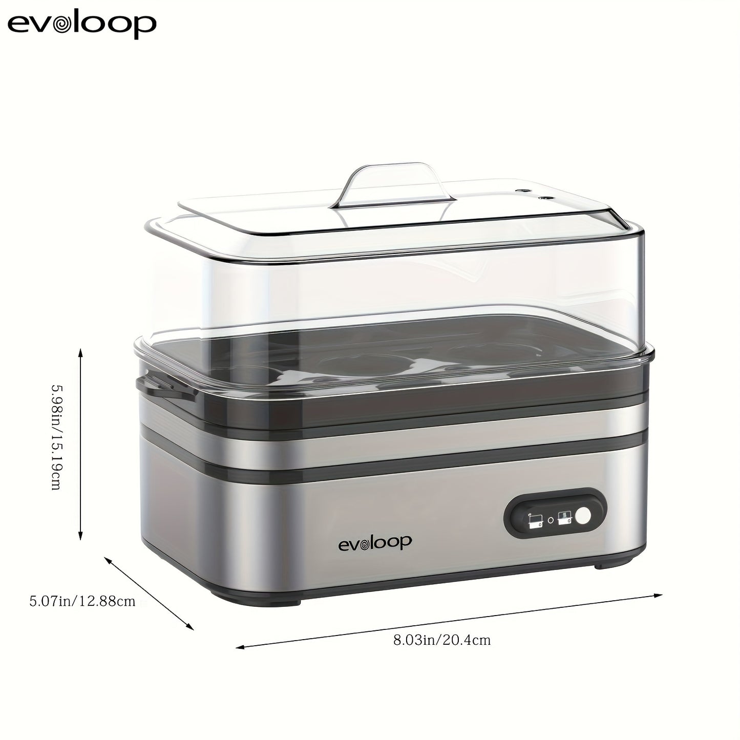 Evoloop Rapid Egg Cooker 6 Egg Capacity BPA Free Stainless Steel Tritan Lid