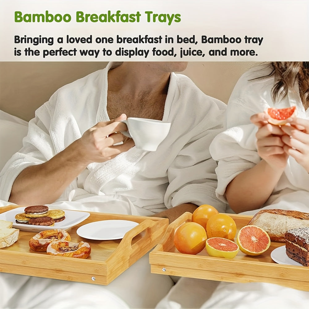 Bamboo Breakfast Tray With Folding Legs And Handles For Eating And Working Portable Bed Tray For Sofa And Bedside Table Christmas
