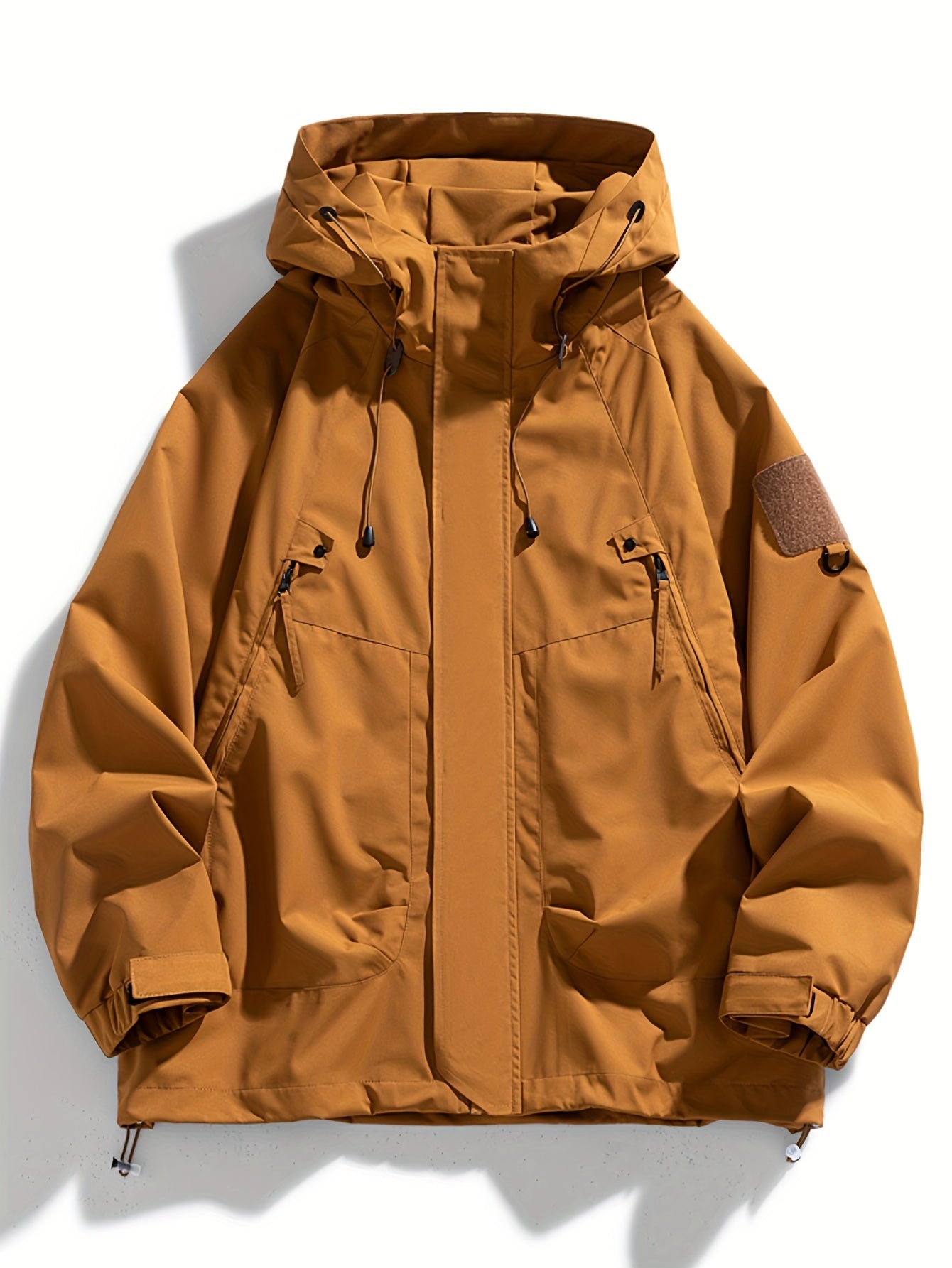 Mens Windbreaker Jacket Hooded With Zippered Pockets