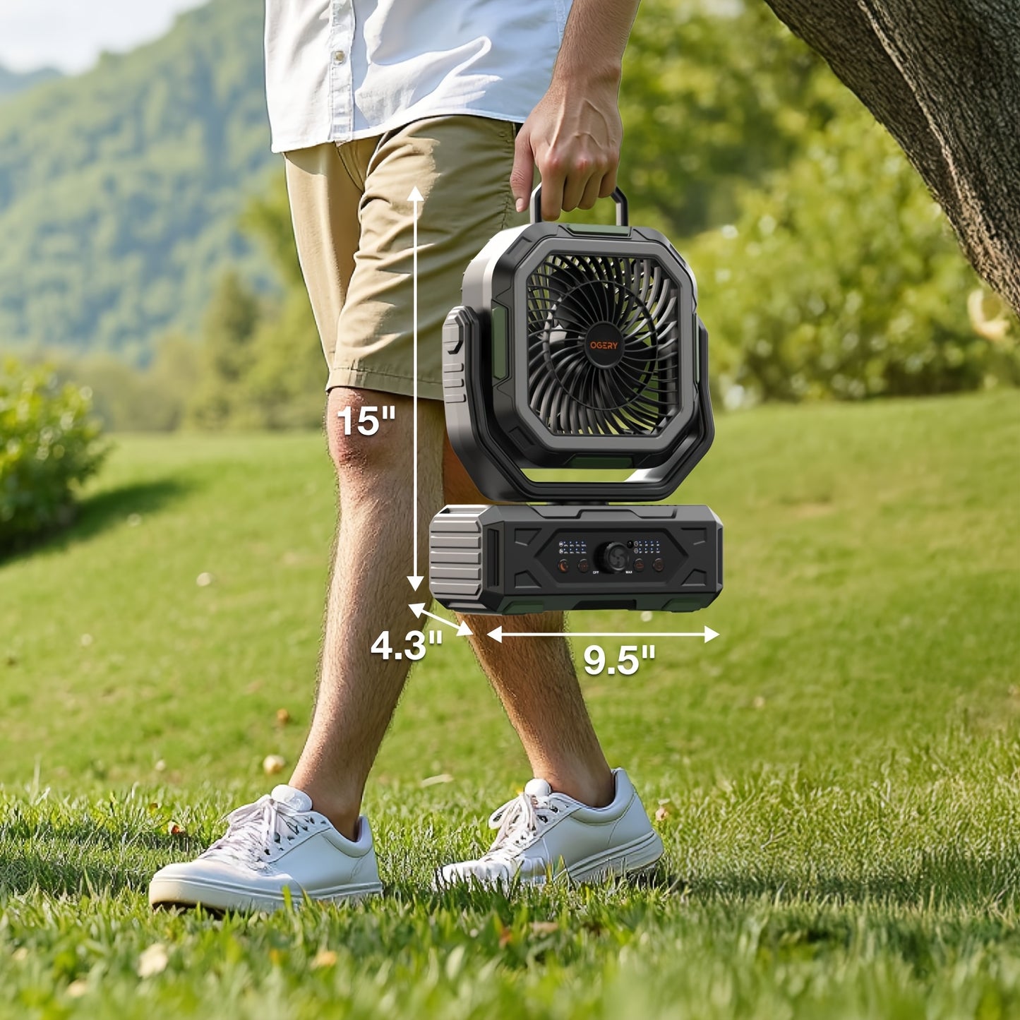 20000mAh Rechargeable Oscillating Fan with Remote Lantern