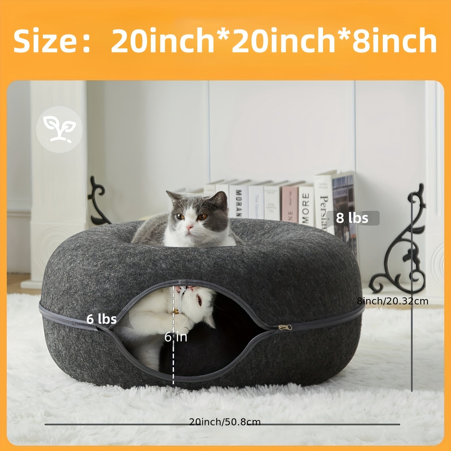 Scratch Resistant Peekaboo Cat Cave Indoor Bed Donut Tunnel