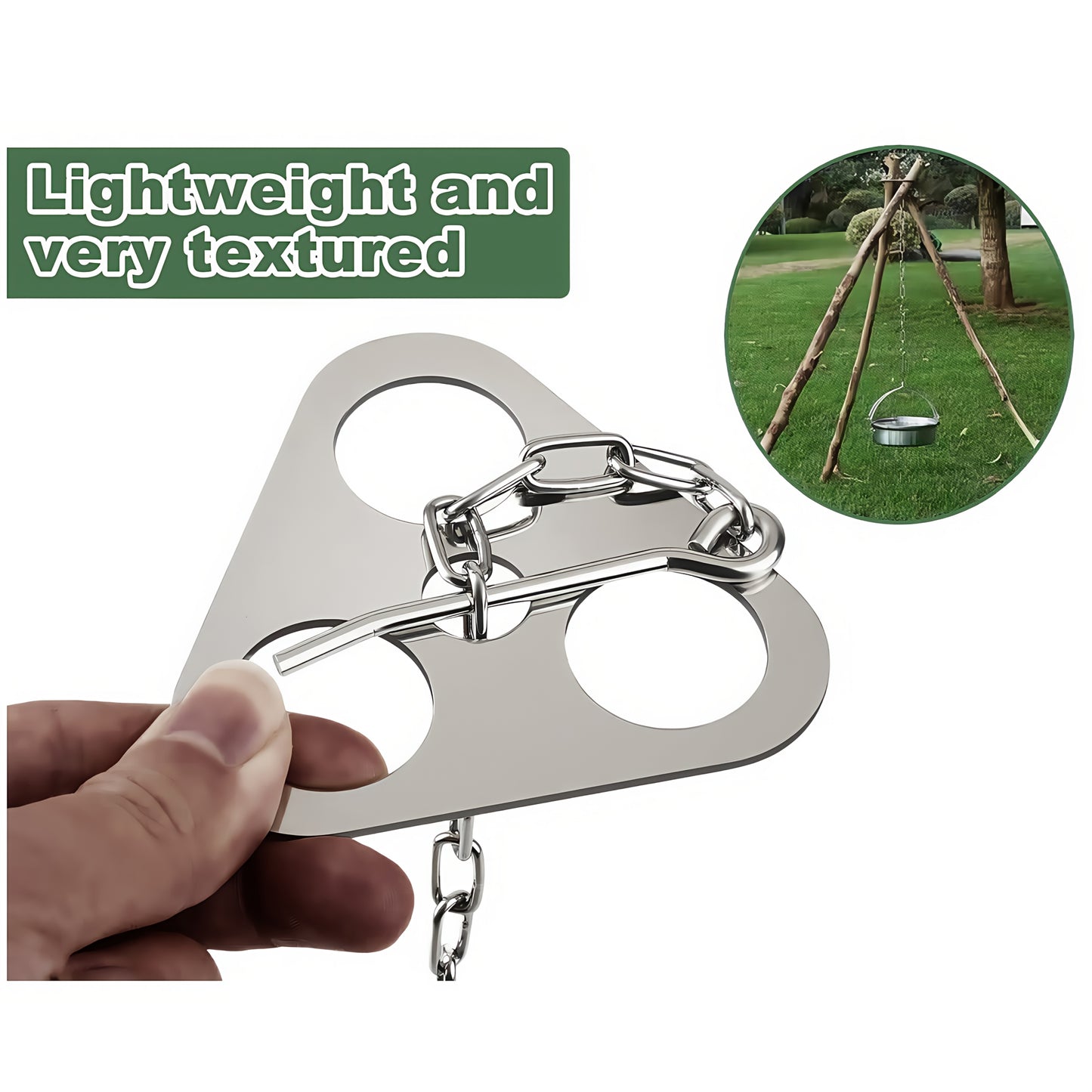 Portable Foldable Camping Tripod With Adjustable Chain