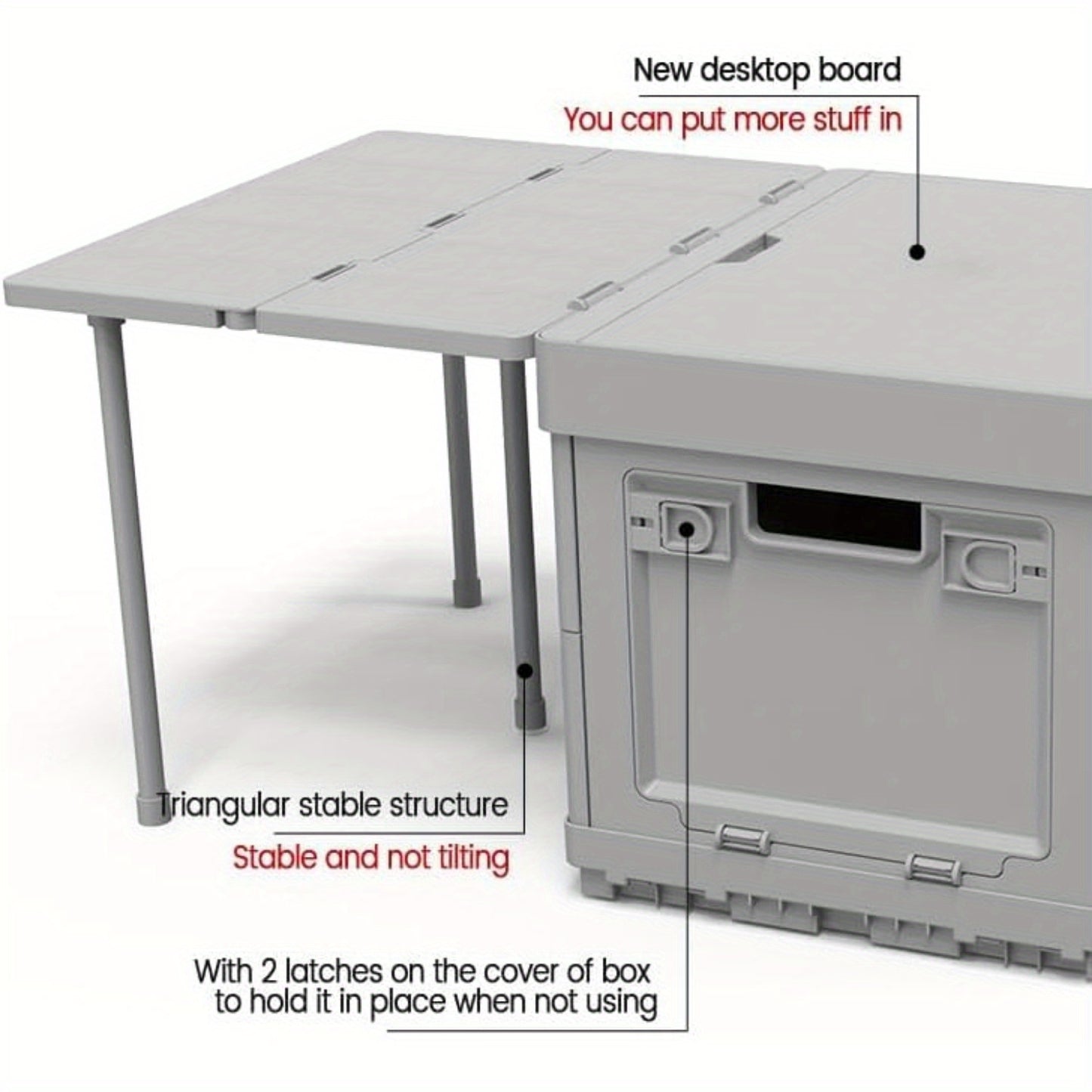 3 In 1 Foldable Storage Box With Tabletop Outdoor Camping