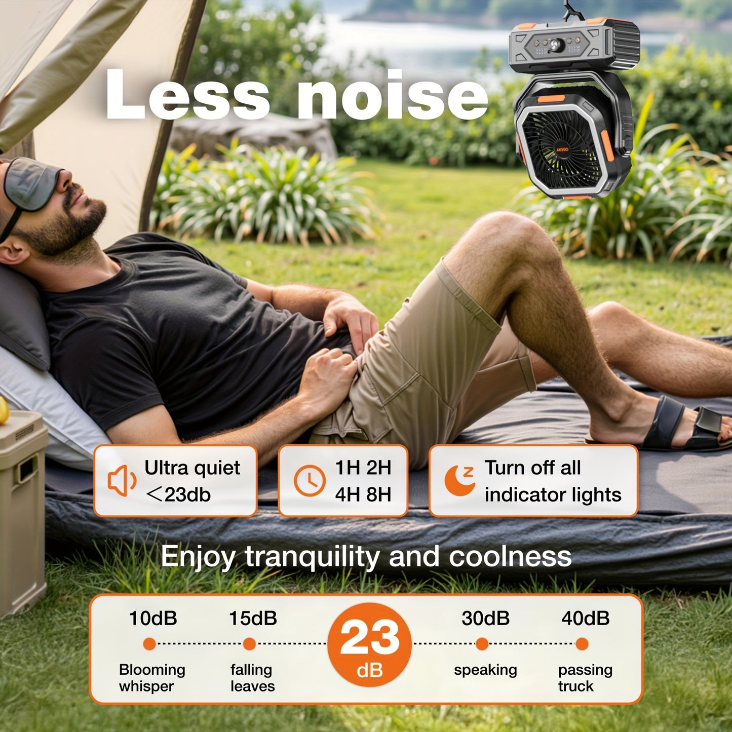 20000mAh Rechargeable Oscillating Fan with Remote Lantern