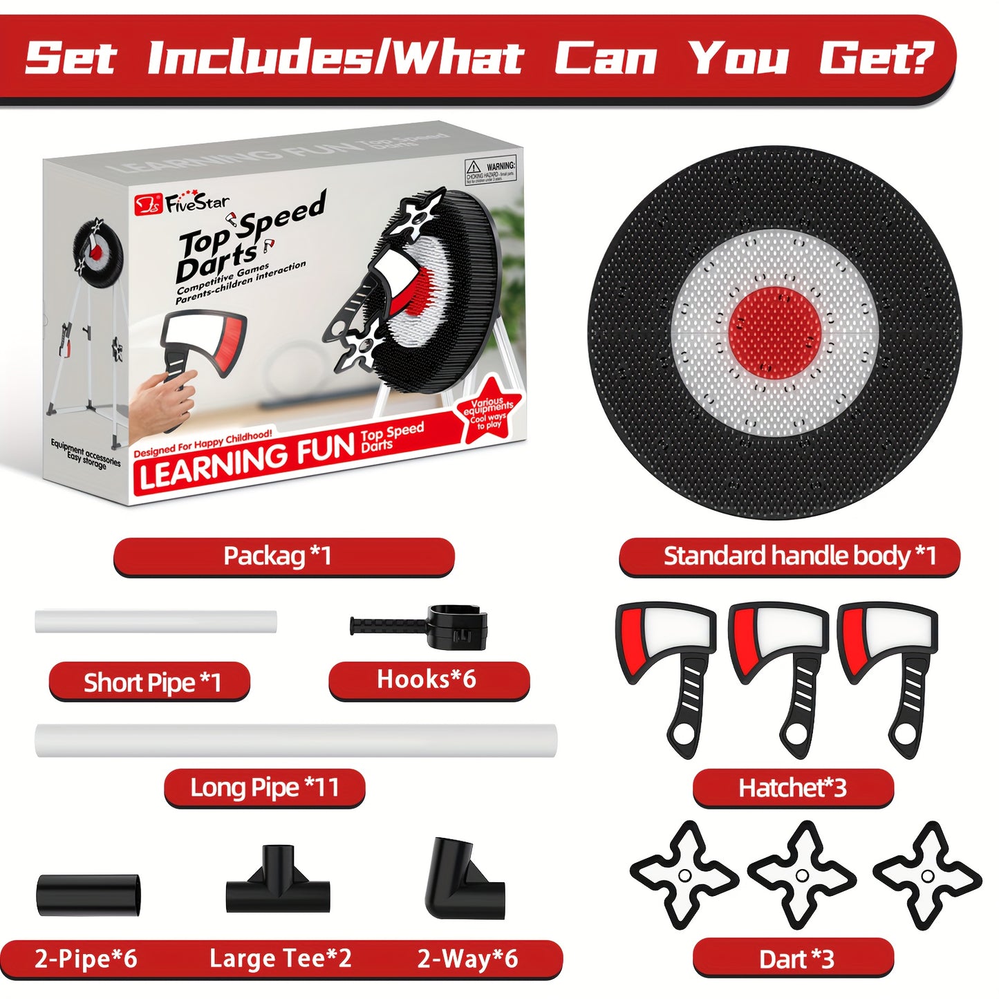 TopSpeed Darts Black Axe Throwing Set With 3 Plastic Axes