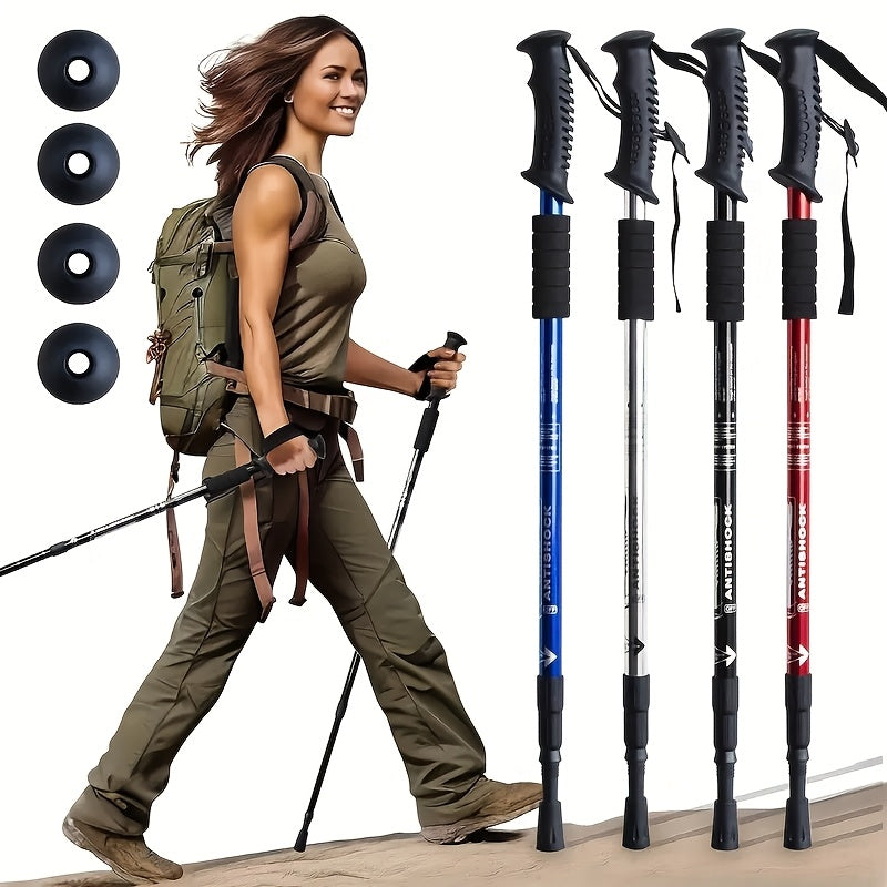 Two Pack Adjustable Aluminum Hiking Poles With Comfort Grips