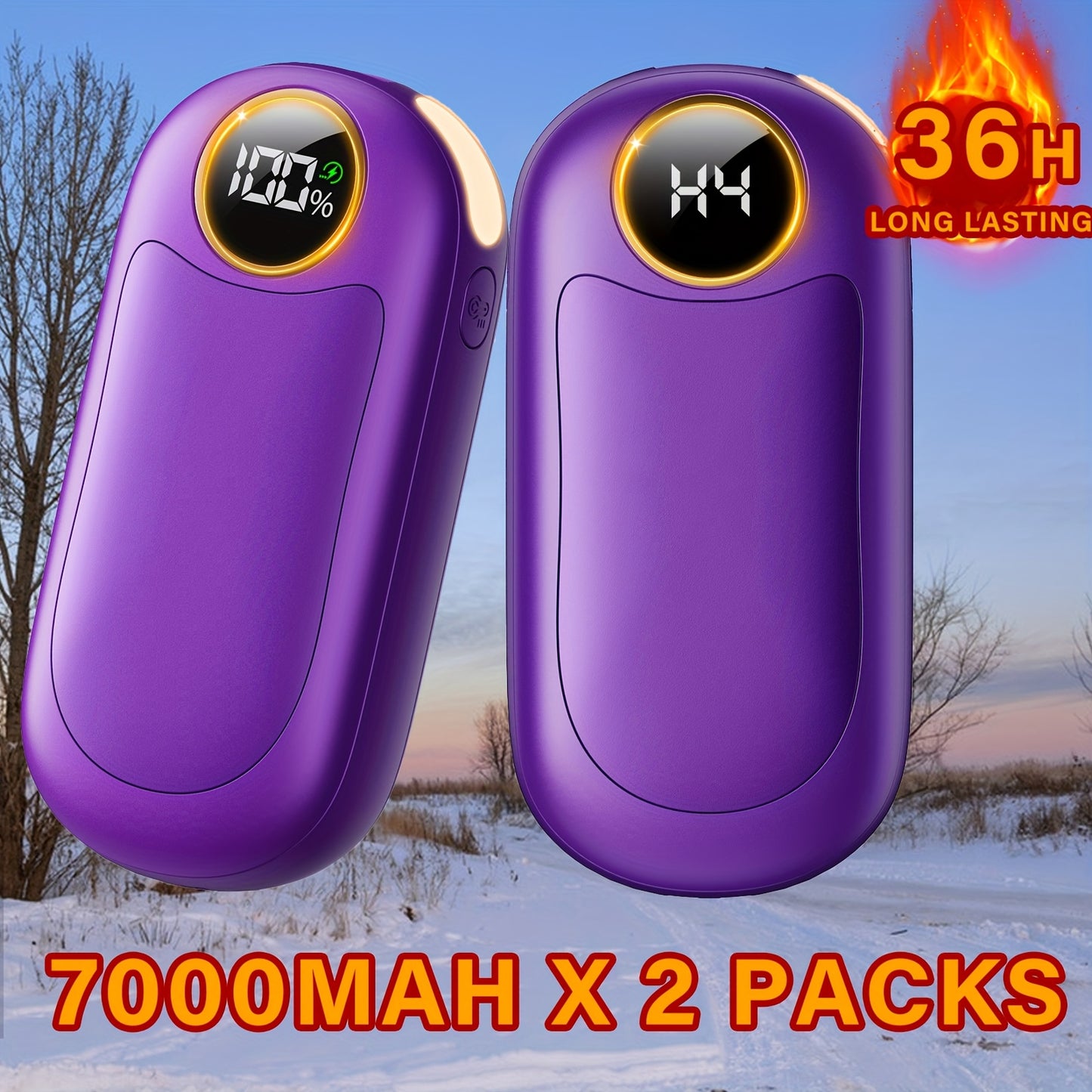 2 Pack Rechargeable Hand Warmers Dual Sided Hand Warmer With Power Bank 36 Hours Warmth 4 Levels Portable Gifts For Men