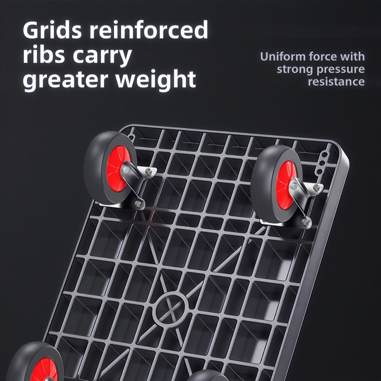 Plastic Collapsible Platform Trolley With Load Bearing Capacity And 360 Degree Silent Rubber Tires For Warehouse Use
