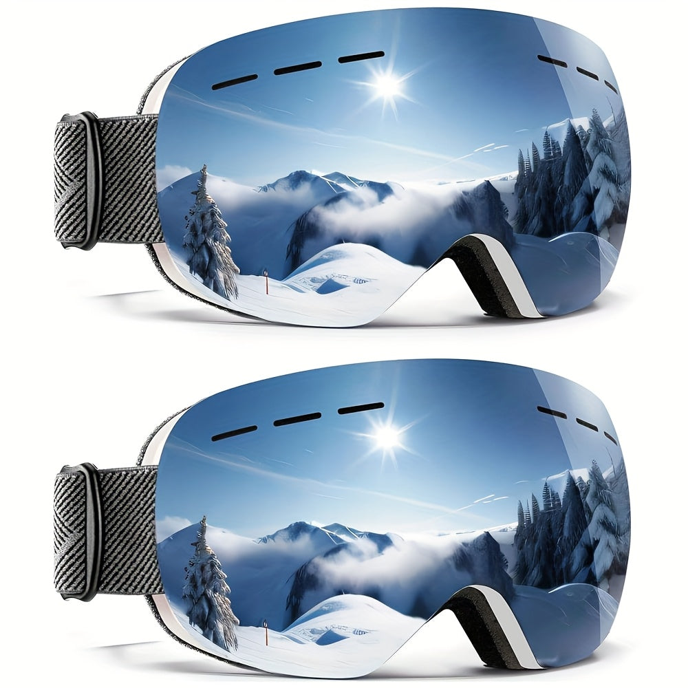 Two Pack Stylish Ski Goggles Oversized Polarized Lenses Windproof OTG for Winter Sports and Outdoor Adventures